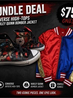 Harley Quinn Bomber Jacket - Red & Blue